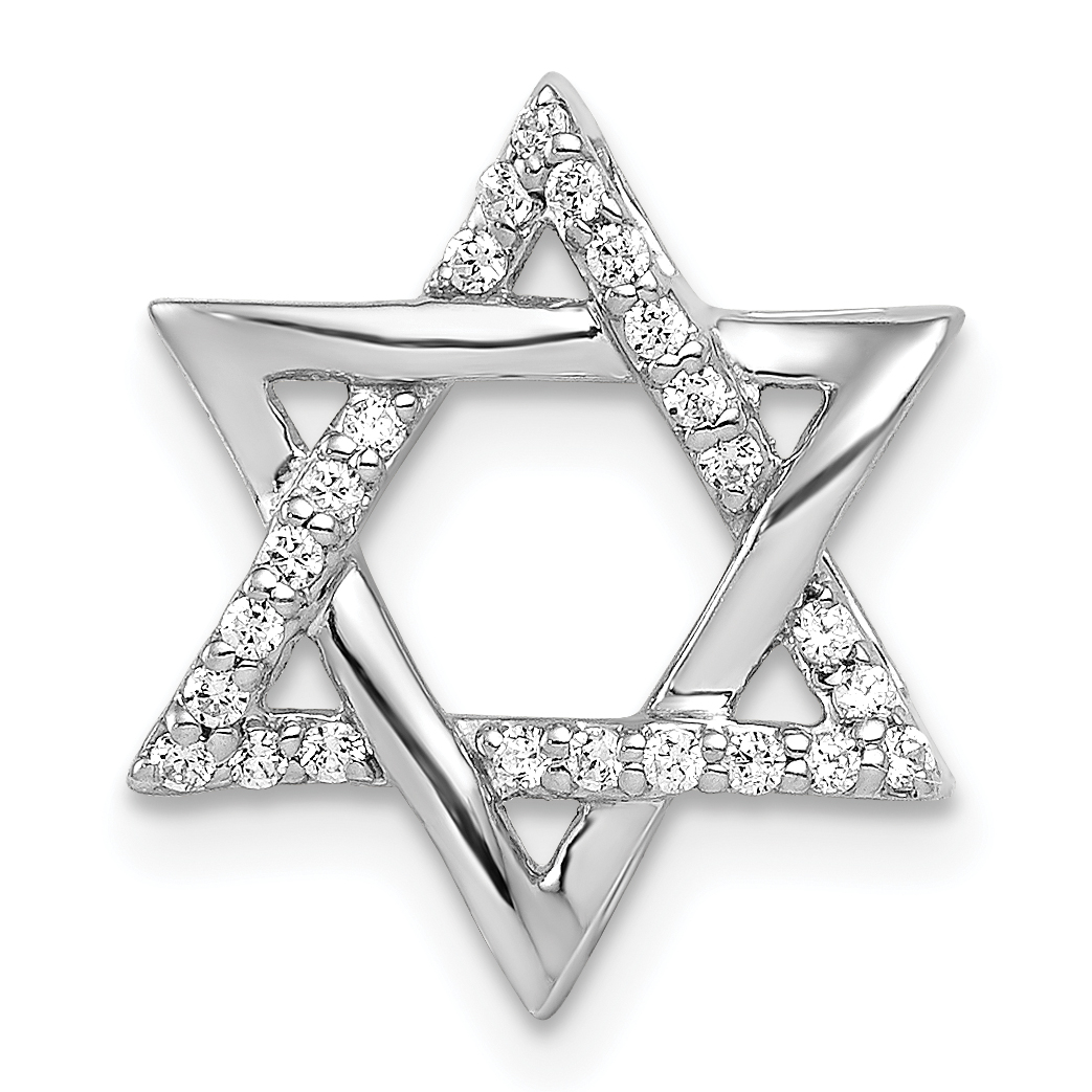 14k White Gold 1/8ct. Diamond Star of David Chain Slide (PM4065-012-WA)