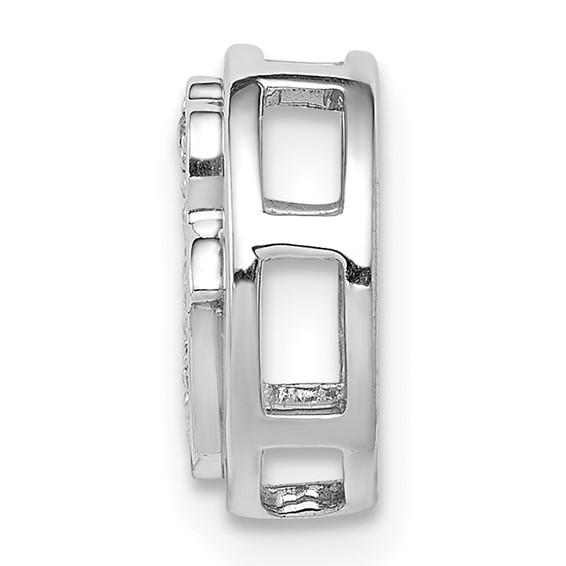 14k White Gold 1/10 carat Diamond Hamsa Round Chain Slide