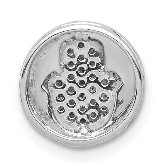 14k White Gold 1/10 carat Diamond Hamsa Round Chain Slide