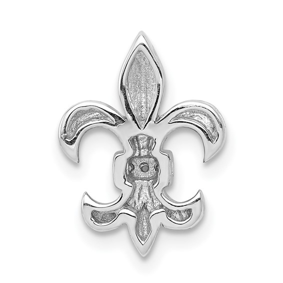 14k White Gold Diamond Fleur de Lis Chain Slide