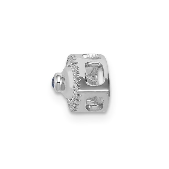 14k White Gold Diamond and Sapphire Evil Eye Chain Slide