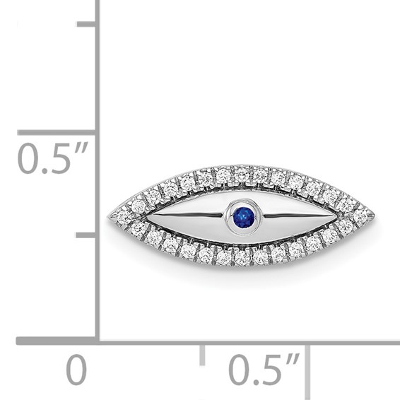 14k White Gold Diamond and Sapphire Evil Eye Chain Slide