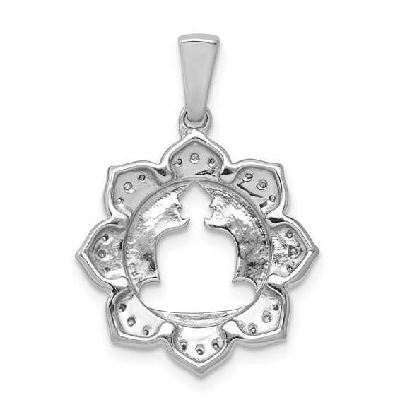 14k White Gold 1/6 carat Diamond Buddha Pendant