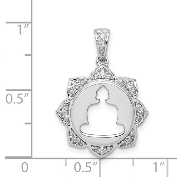 14k White Gold 1/6 carat Diamond Buddha Pendant