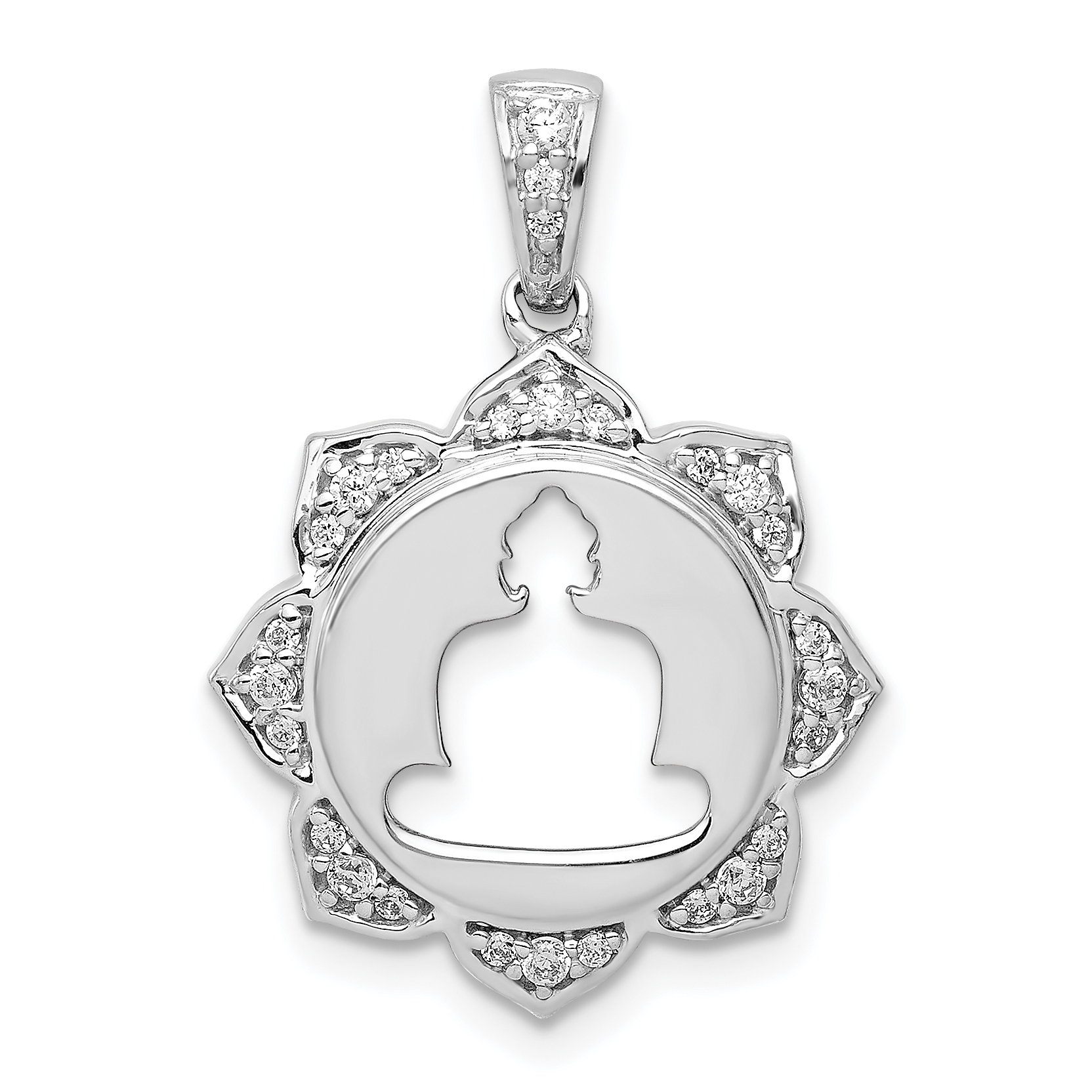 14k White Gold Diamond Buddha Pendant (PM4084-016-WA)