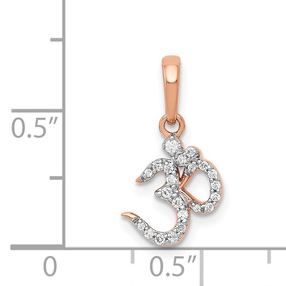 14k Rose Gold 1/10 carat Diamond Om Symbol Pendant
