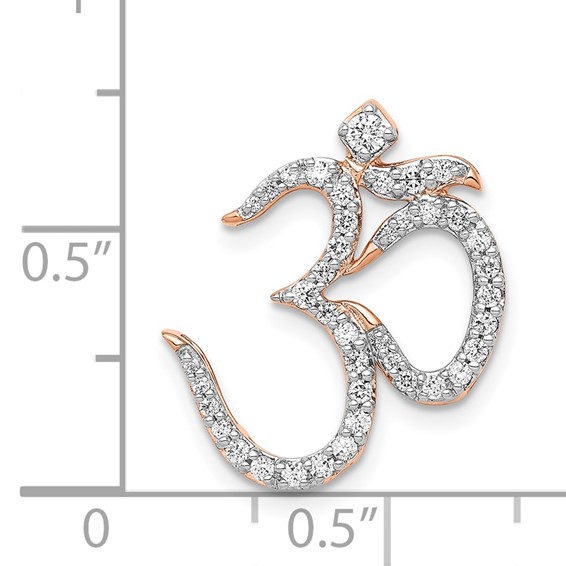 14k Rose Gold 1/3 carat Diamond Om Symbol Chain Slide