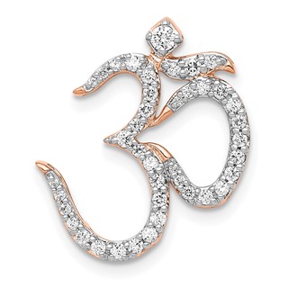 14k Rose Gold 1/3 carat Diamond Om Symbol Chain Slide