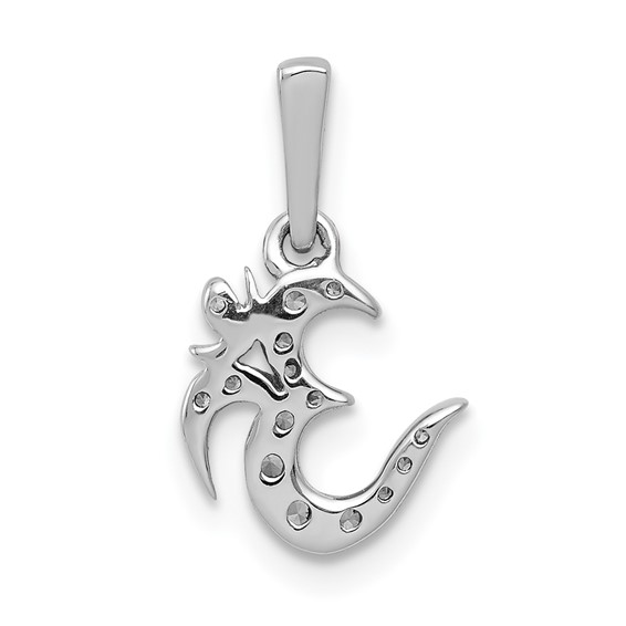 14k White Gold 1/10 carat Diamond Om Symbol Pendant