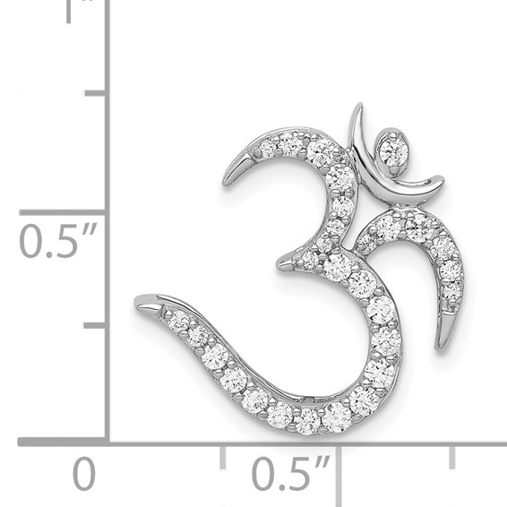 14k White Gold 3/8 carat Diamond Om Symbol Chain Slide