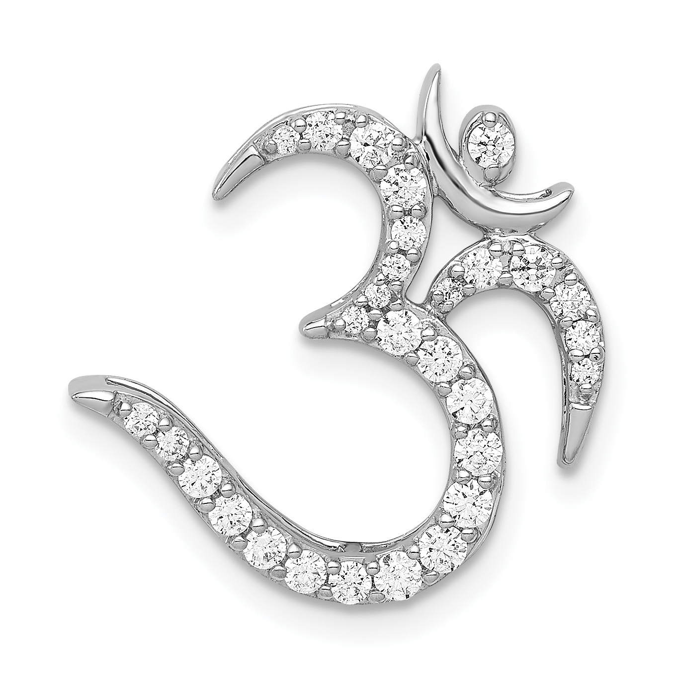 14k White Gold 3/8ct. Diamond Om Symbol Chain Slide (PM4094-040-WA)