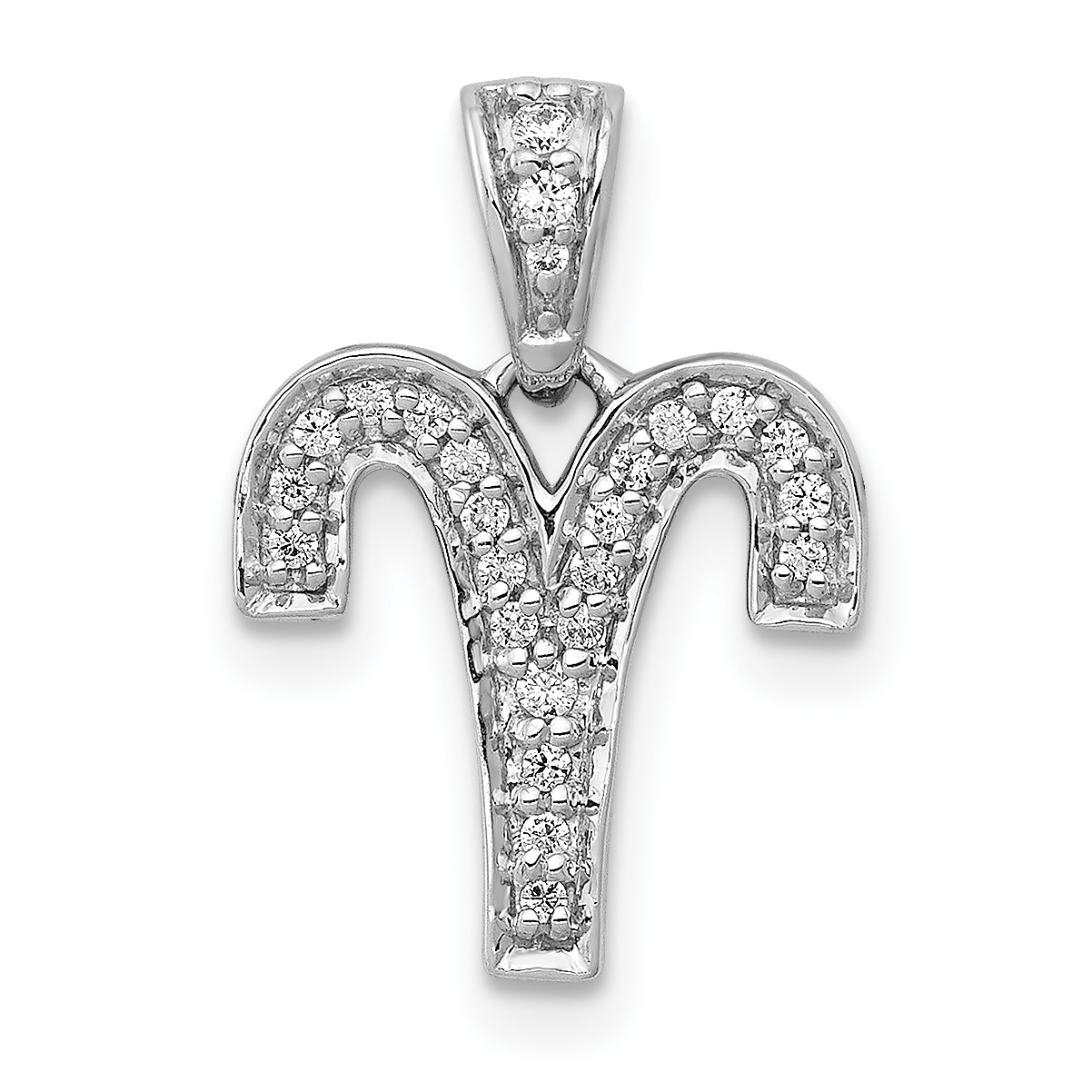 14k White Gold Diamond Aries Zodiac Pendant (PM4102-012-WA)