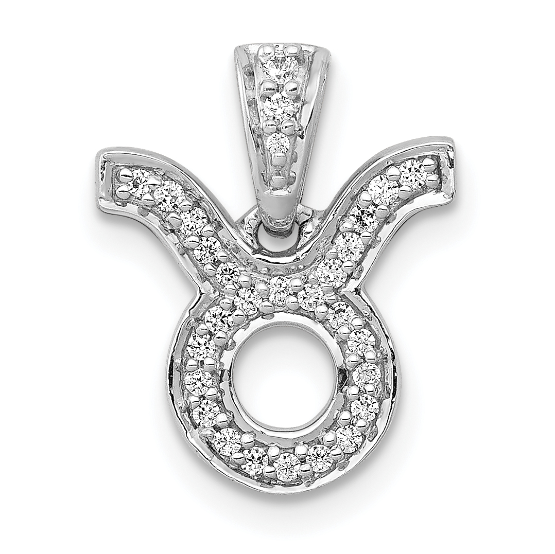 14k White Gold Diamond Taurus Zodiac Pendant (PM4103-012-WA)