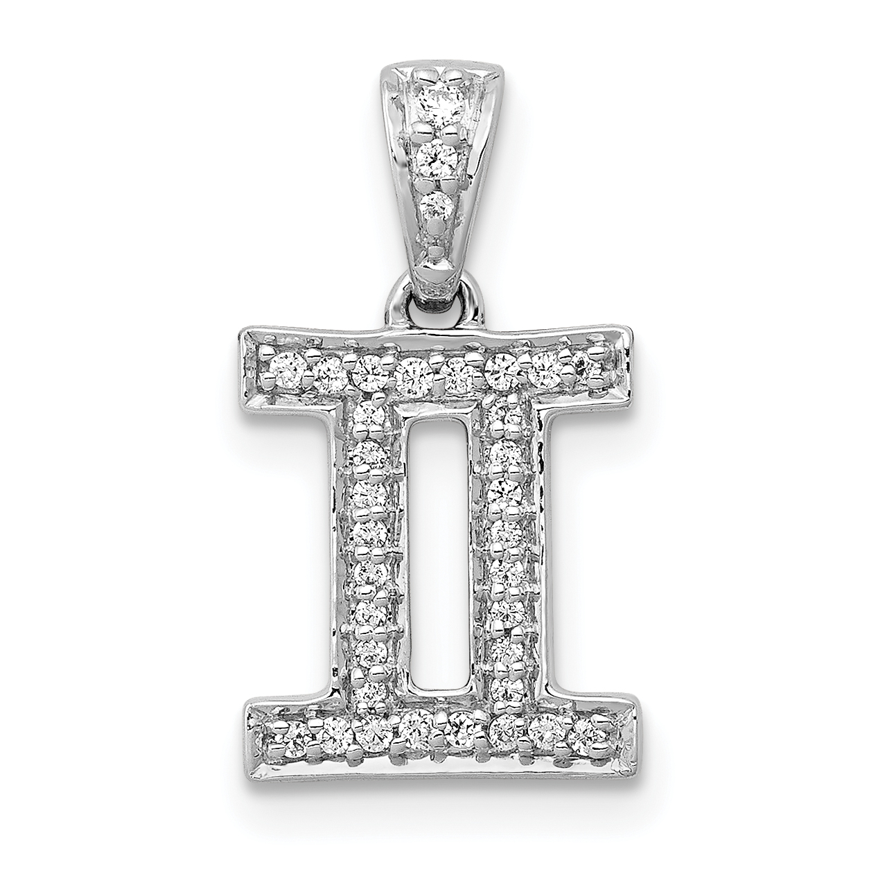 14k White Gold Diamond Gemini Zodiac Pendant (PM4104-013-WA)