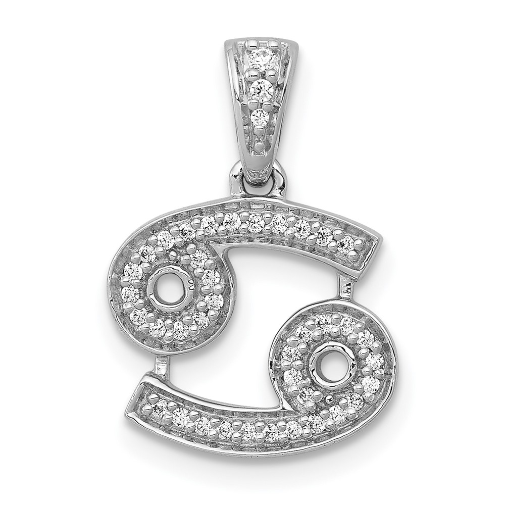 14k White Gold Diamond Cancer Zodiac Pendant (PM4105-013-WA)