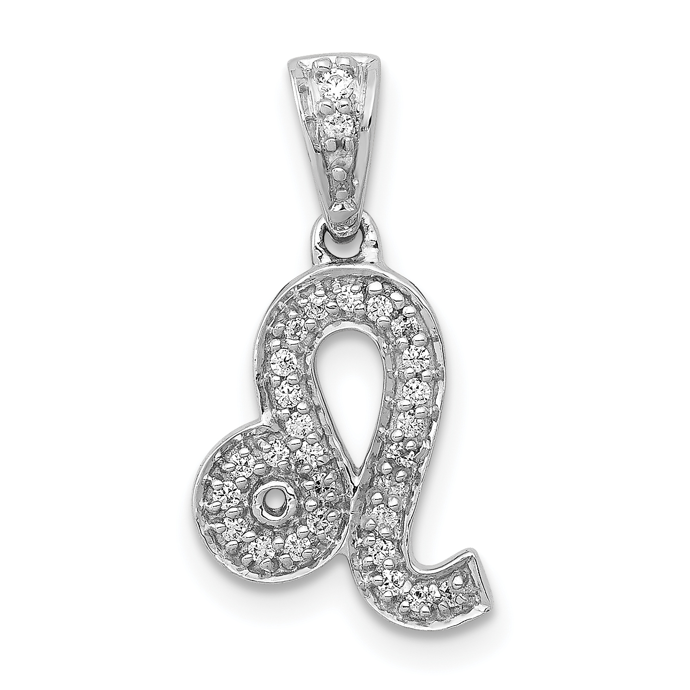14k White Gold Diamond Leo Zodiac Pendant (PM4106-012-WA)
