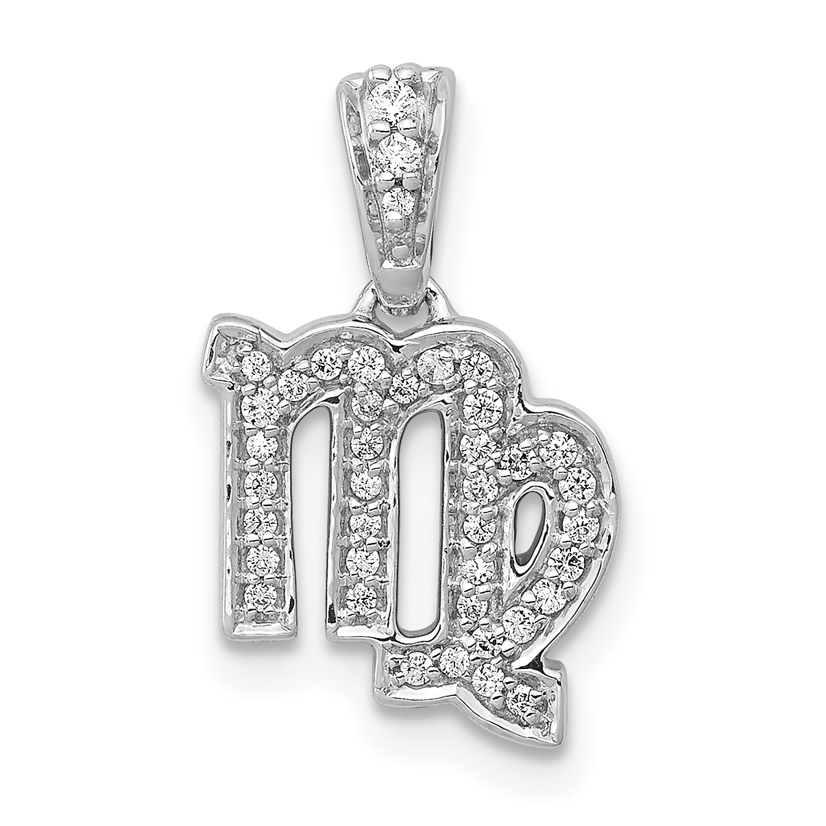 14k White Gold Diamond Virgo Zodiac Pendant (PM4107-013-WA)