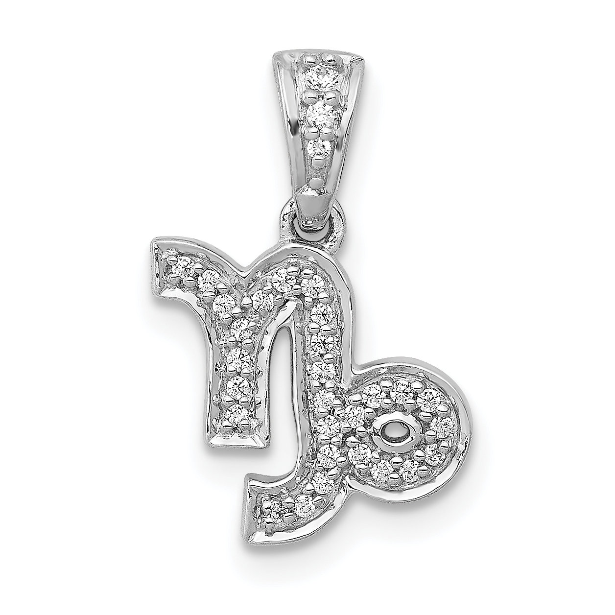 14k White Gold Diamond Capricorn Zodiac Pendant (PM4111-010-WA)