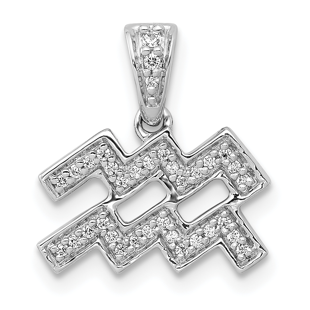 14k White Gold Diamond Aquarius Zodiac Pendant (PM4112-011-WA)