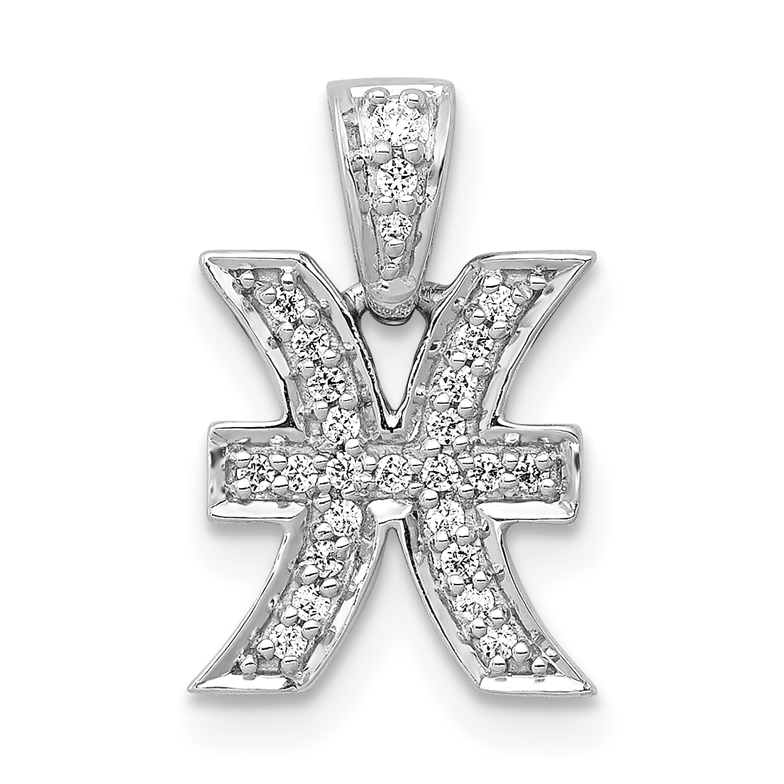 14k White Gold Diamond Pisces Zodiac Pendant (PM4113-010-WA)