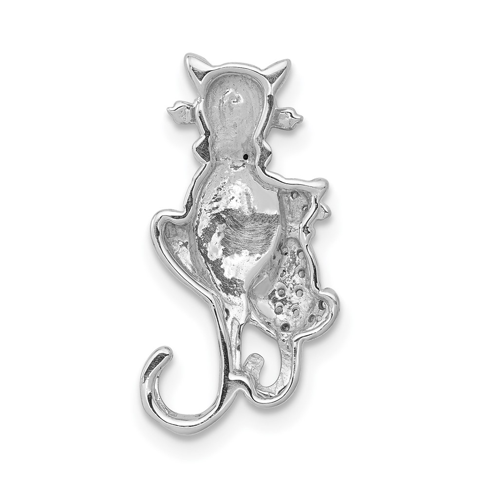 14k White Gold Black and White Accent Diamond Cats Chain Slide (PM4114-BK-008-WA)