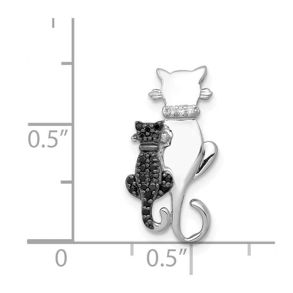 14k White Gold Black and White Accent Diamond Cats Chain Slide (PM4114-BK-008-WA)