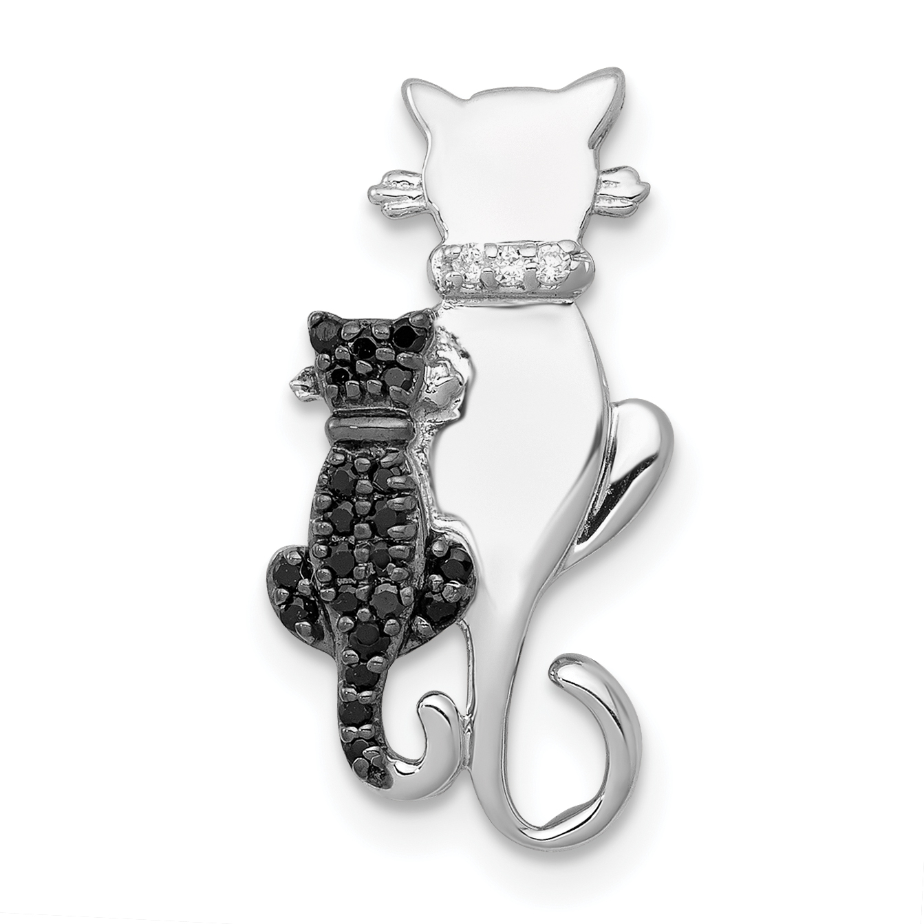 14k White Gold Black and White Accent Diamond Cats Chain Slide (PM4114-BK-008-WA)