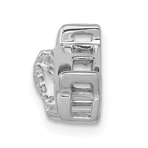 14k White Gold Diamond Mother and Baby Dolphins Chain Slide