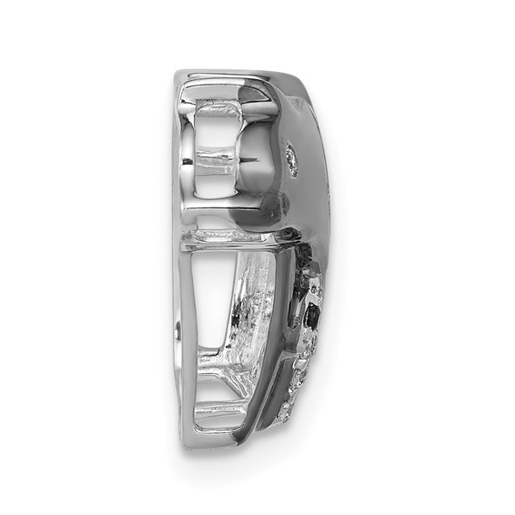 14k White Gold and Black Rhodium 1/10 carat Diamond Bears Chain Slide