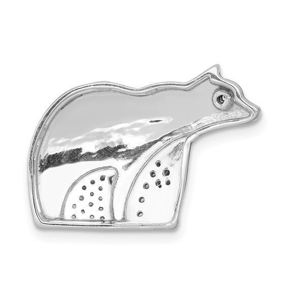 14k White Gold and Black Rhodium 1/10 carat Diamond Bears Chain Slide