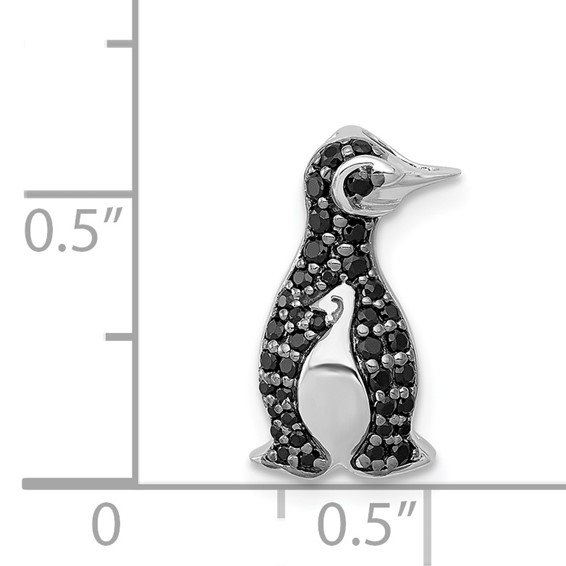 14k White Gold 1/5 carat Black Diamond Penguin Chain Slide