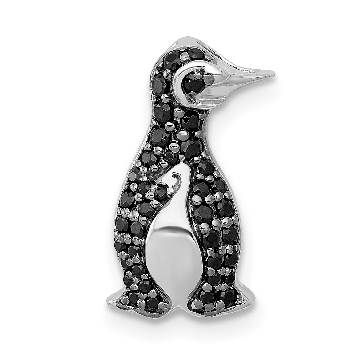 14k White Gold 1/5ct. Black Diamond Penguin Chain Slide (PM4118-BK-020-WA)