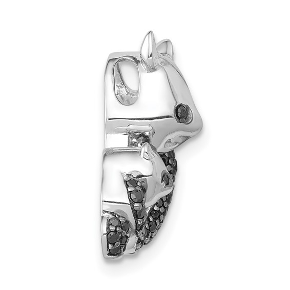 14k White Gold 3/8 carat Black Diamond Pandas Chain Slide