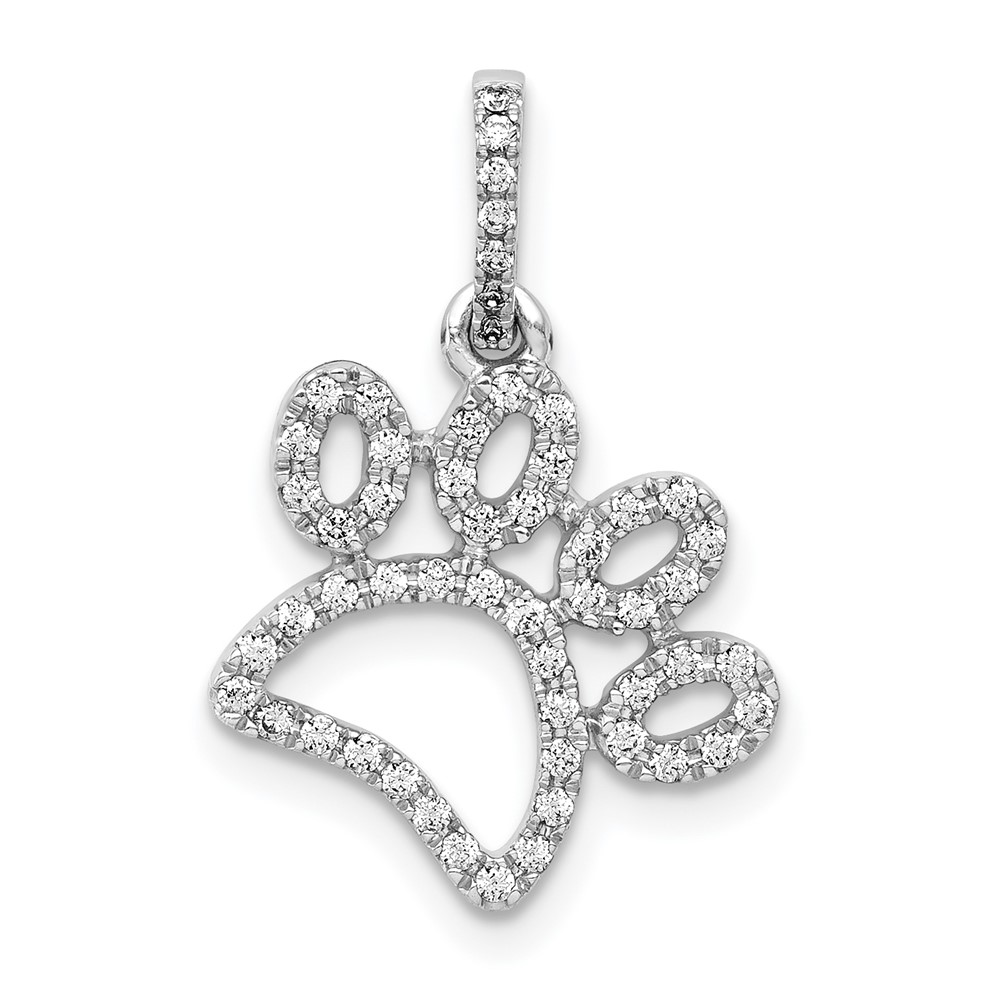 14K White Gold 0.25 Carat Lab Grown Diamond VS SI+ G+ Complete Paw Print Pendant