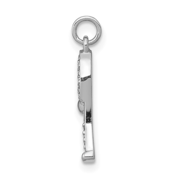 14k White Gold Diamond Racquet and Ball Pendant