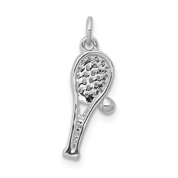 14k White Gold Diamond Racquet and Ball Pendant