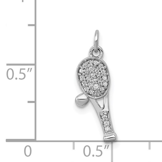 14k White Gold Diamond Racquet and Ball Pendant