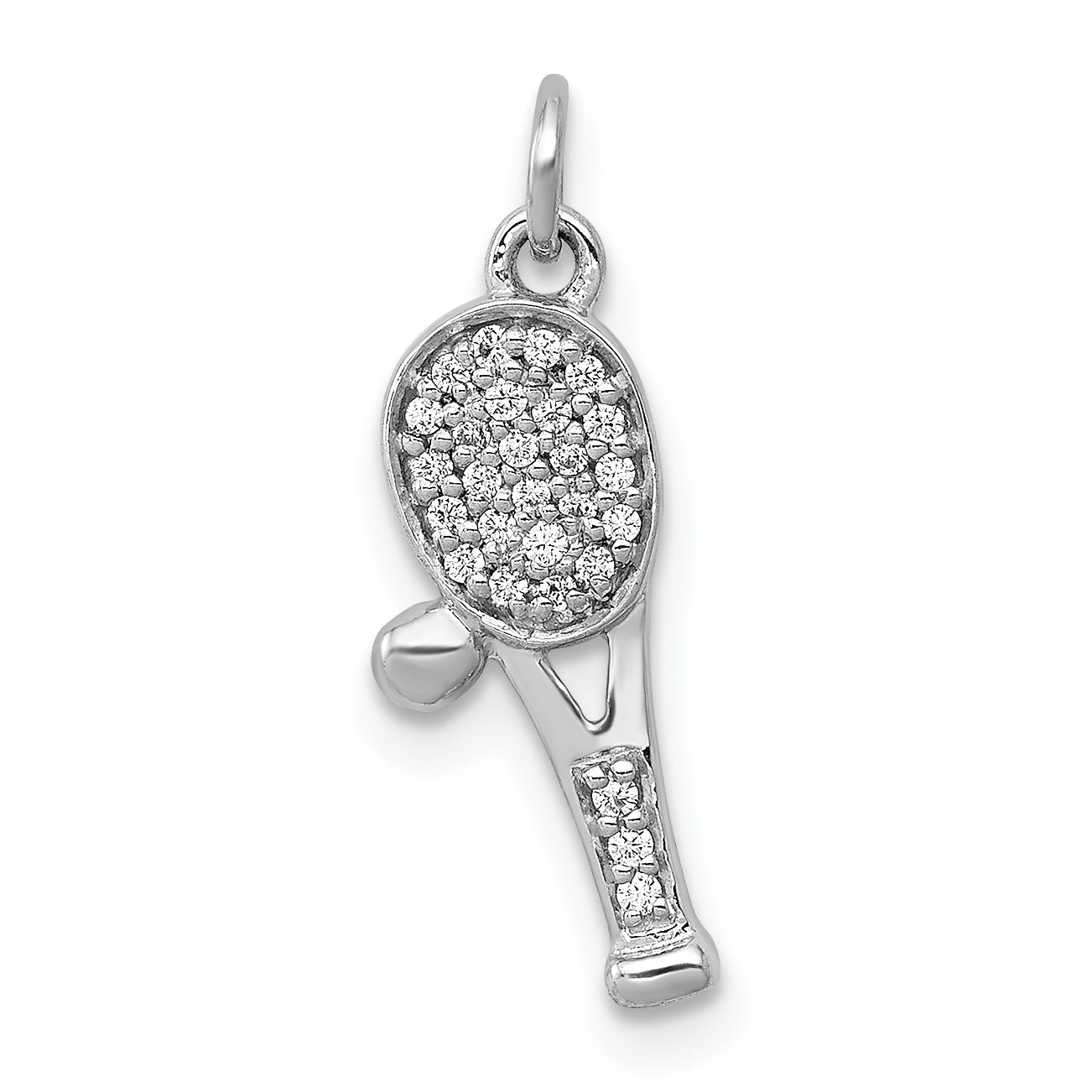 14k White Gold Diamond Racket and Ball Pendant (PM4133-009-WA)