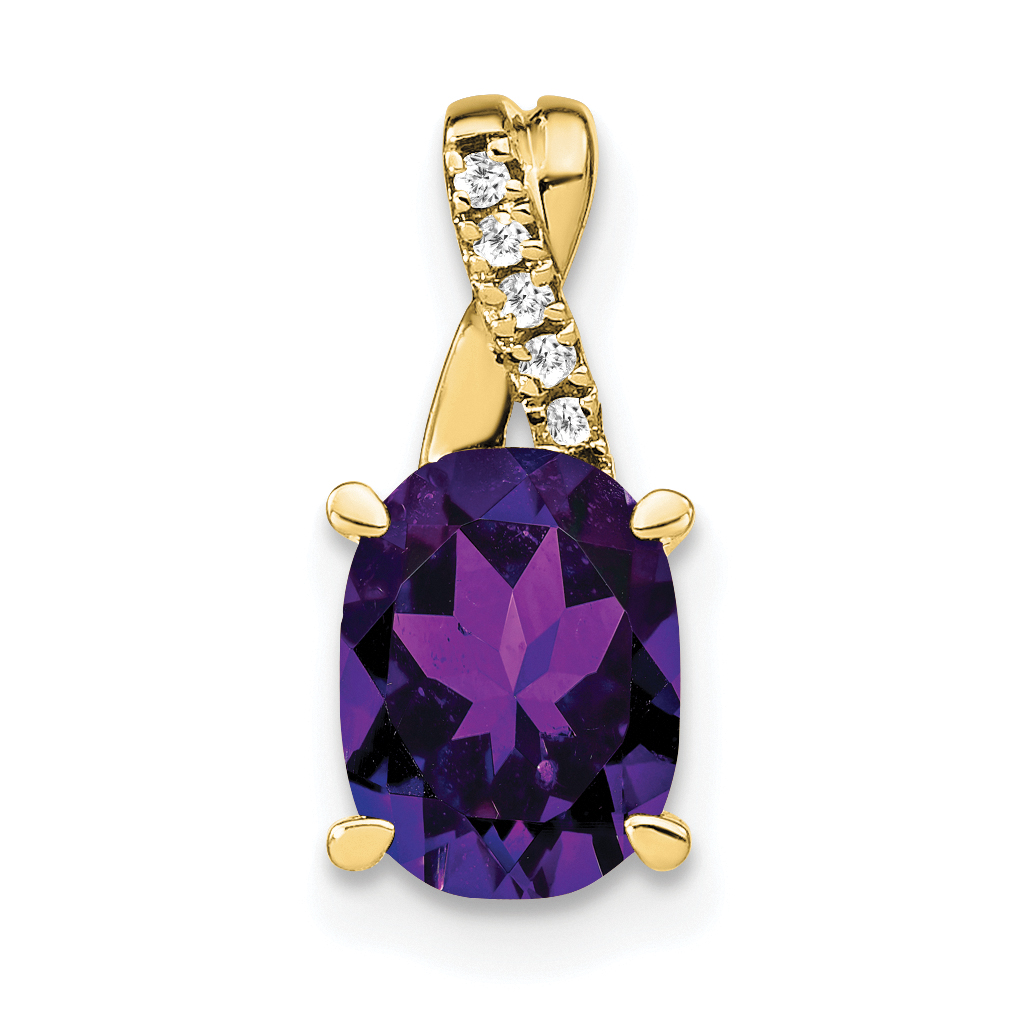 10k Oval Amethyst and Diamond Pendant (PM4235-AM-003-1YA)