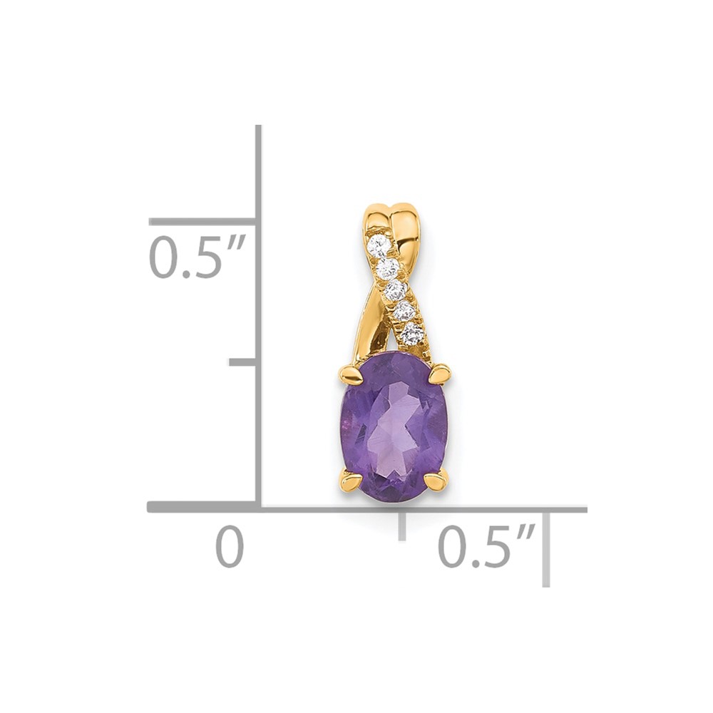 14K Oval Amethyst and Diamond Pendant (PM4235-AM-003-4YA)