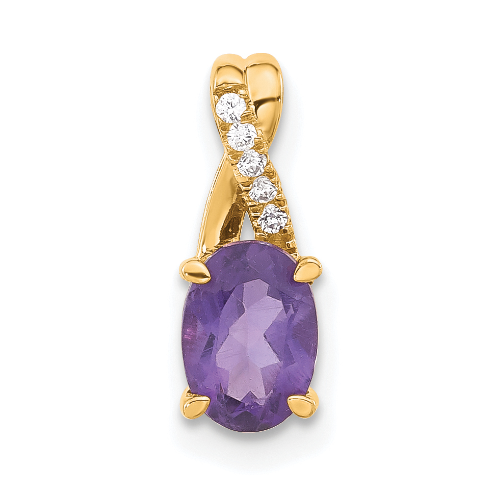 14K Oval Amethyst and Diamond Pendant (PM4235-AM-003-4YA)