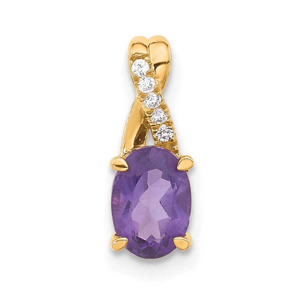14K Oval Amethyst and Diamond Pendant (PM4235-AM-003-4YA)