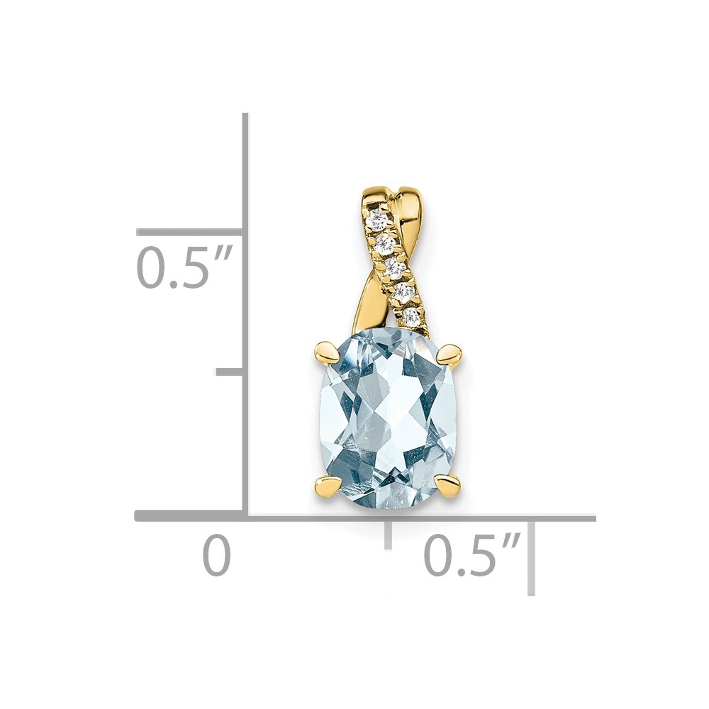 10k Oval Aquamarine and Diamond Pendant (PM4235-AQ-003-1YA)