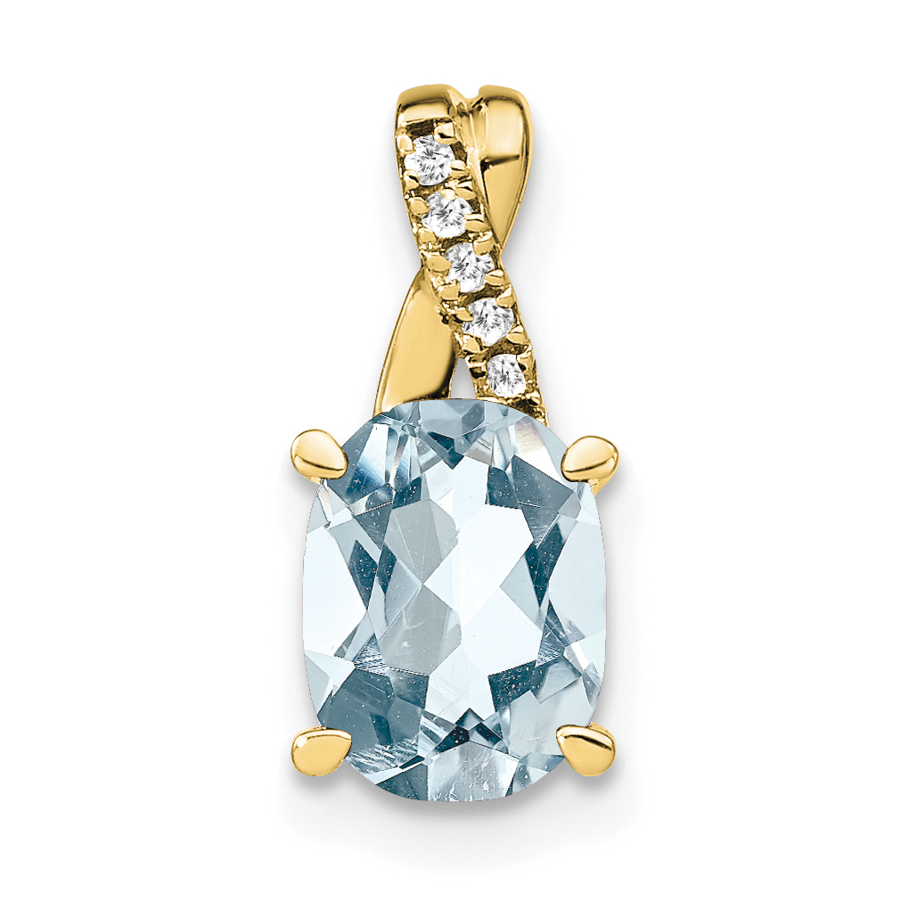 10k Oval Aquamarine and Diamond Pendant (PM4235-AQ-003-1YA)