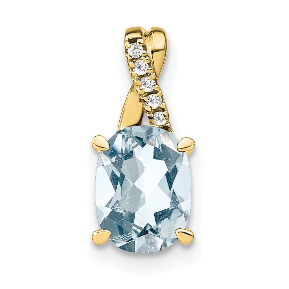 10k Oval Aquamarine and Diamond Pendant (PM4235-AQ-003-1YA)