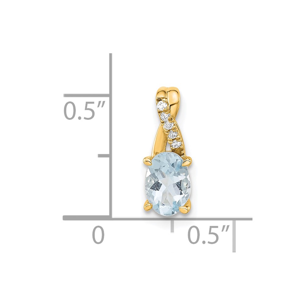 14K Oval Aquamarine and Diamond Pendant (PM4235-AQ-003-4YA)