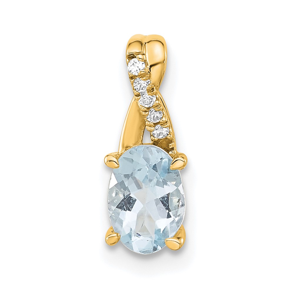 14K Oval Aquamarine and Diamond Pendant (PM4235-AQ-003-4YA)
