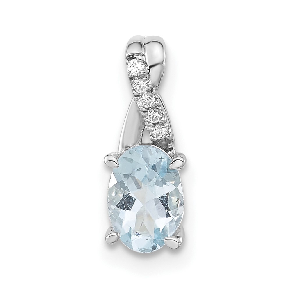 14K White Gold Oval Aquamarine and Diamond Pendant (PM4235-AQ-003-WA)