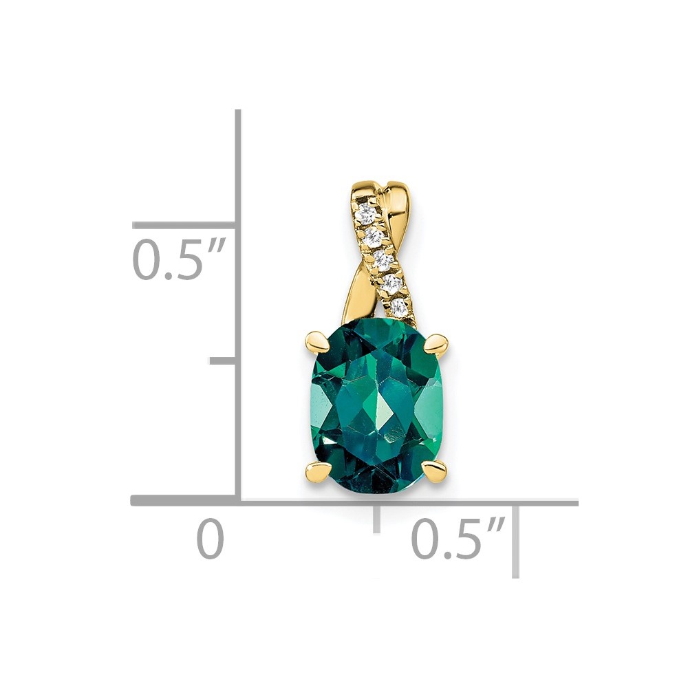 10k Oval Created Alexandrite and Diamond Pendant (PM4235-CA-003-1YA)