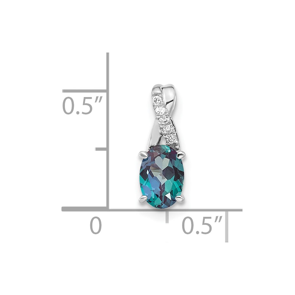 14K White Gold Oval Created Alexandrite and Diamond Pendant (PM4235-CA-003-WA)